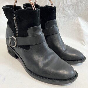 Born boots Korita Western womens 9.5 black leather suede block heel zip up